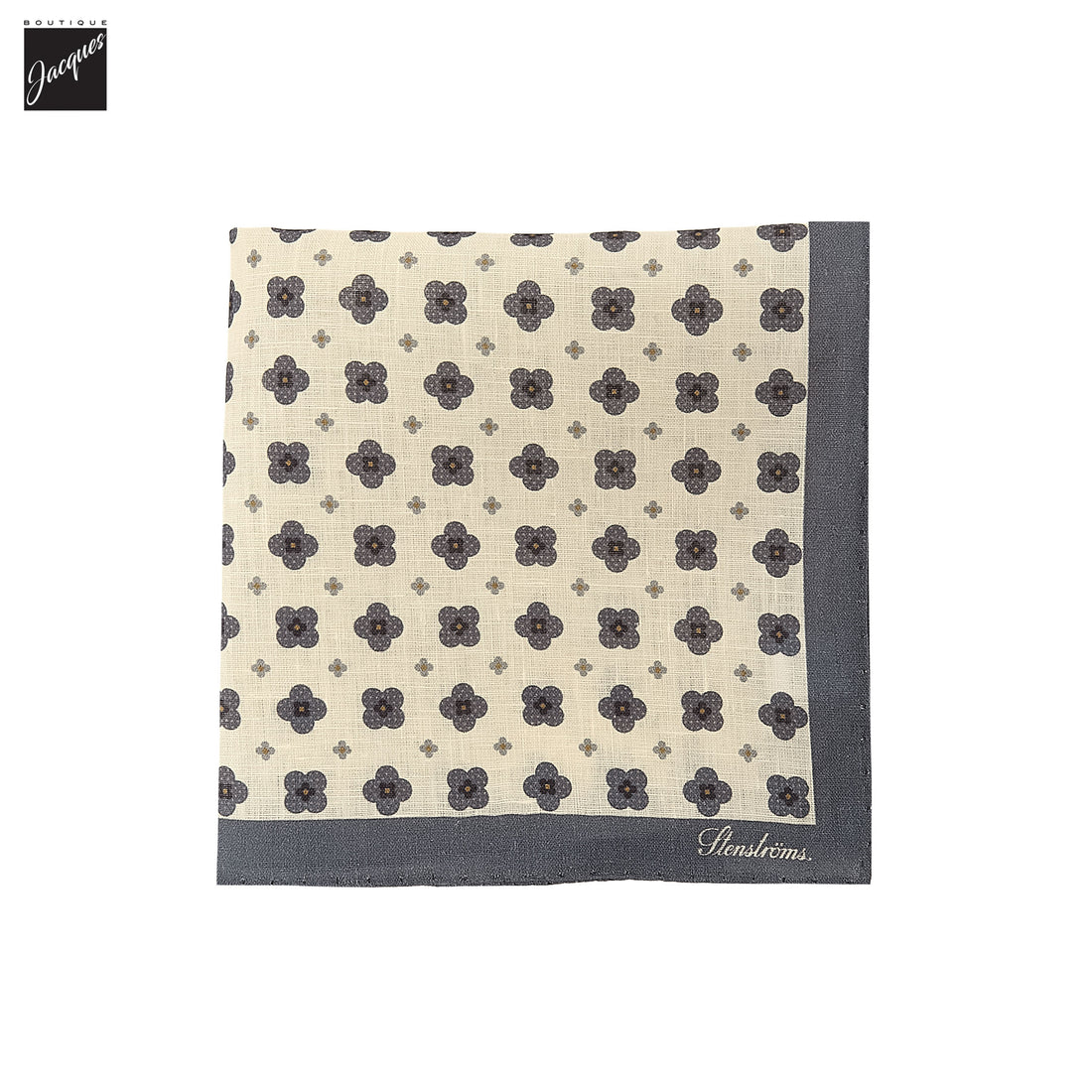 Cream & Blue Floral Linen Hankie - Stenströms - Boutique Jacques International