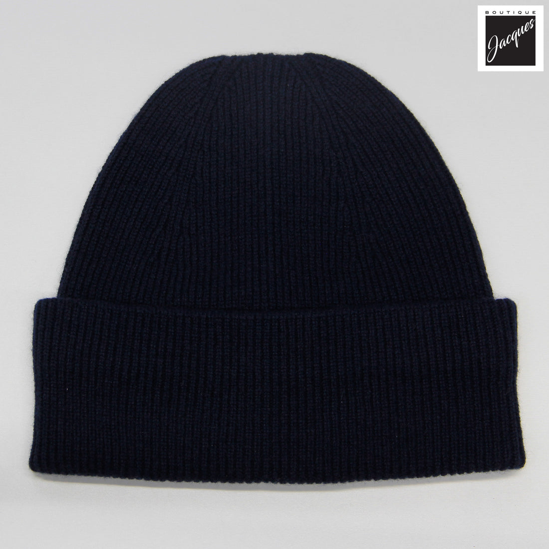 Navy Blue Cashmere Rib Knitted Beanie - Stenströms