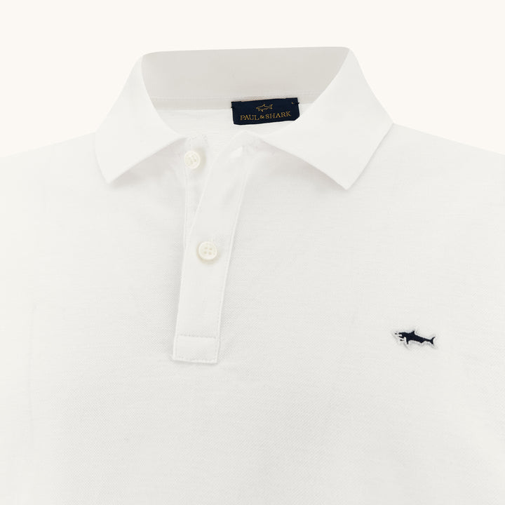 White Double Piqué Cotton Polo Shirt - Paul & Shark - Boutique Jacques International