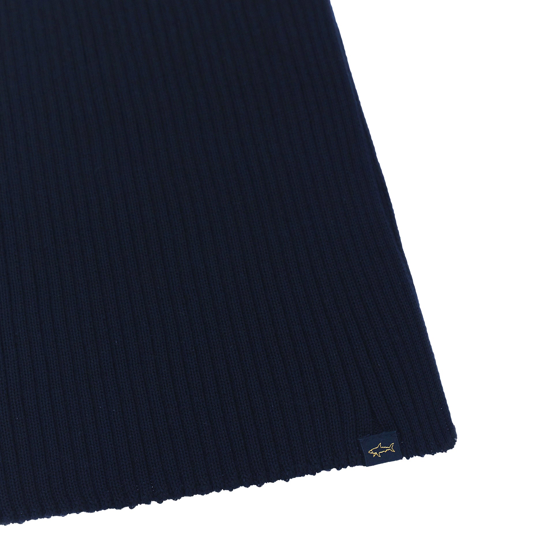 Navy Blue Shark Tag Technical Pure Wool Ribbed Scarf - Paul & Shark