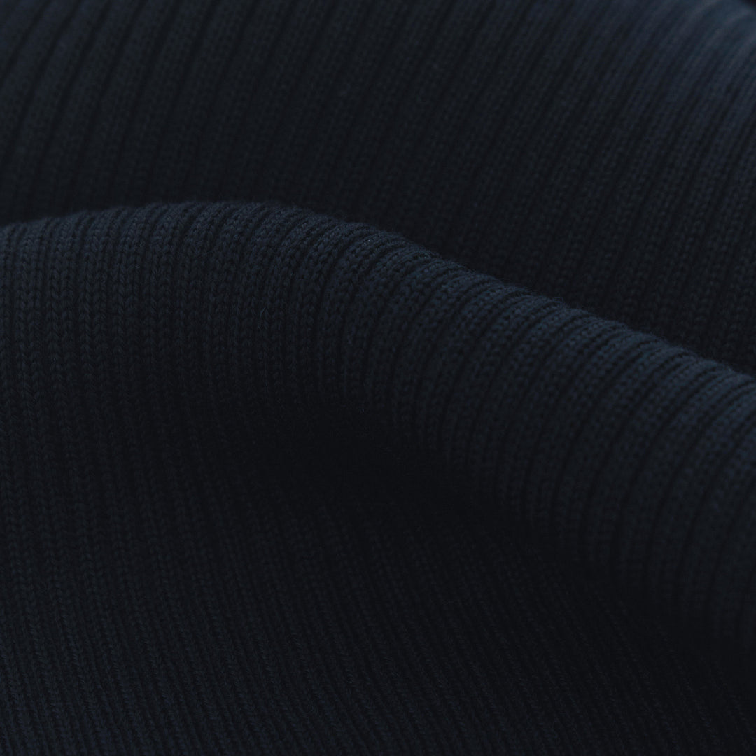 Navy Blue Shark Tag Technical Pure Wool Ribbed Scarf - Paul & Shark