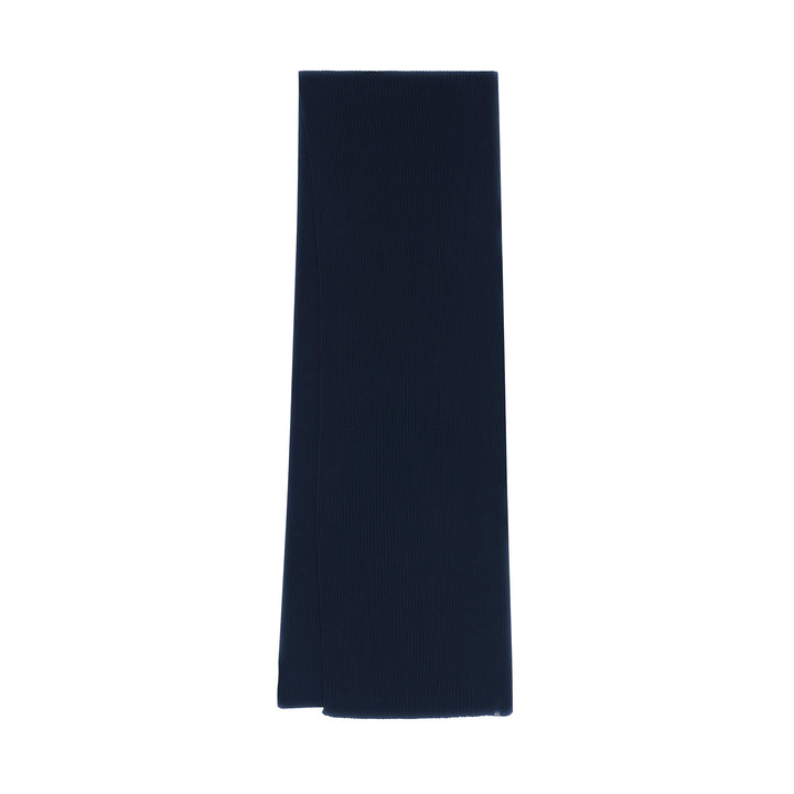Navy Blue Shark Tag Technical Pure Wool Ribbed Scarf - Paul & Shark