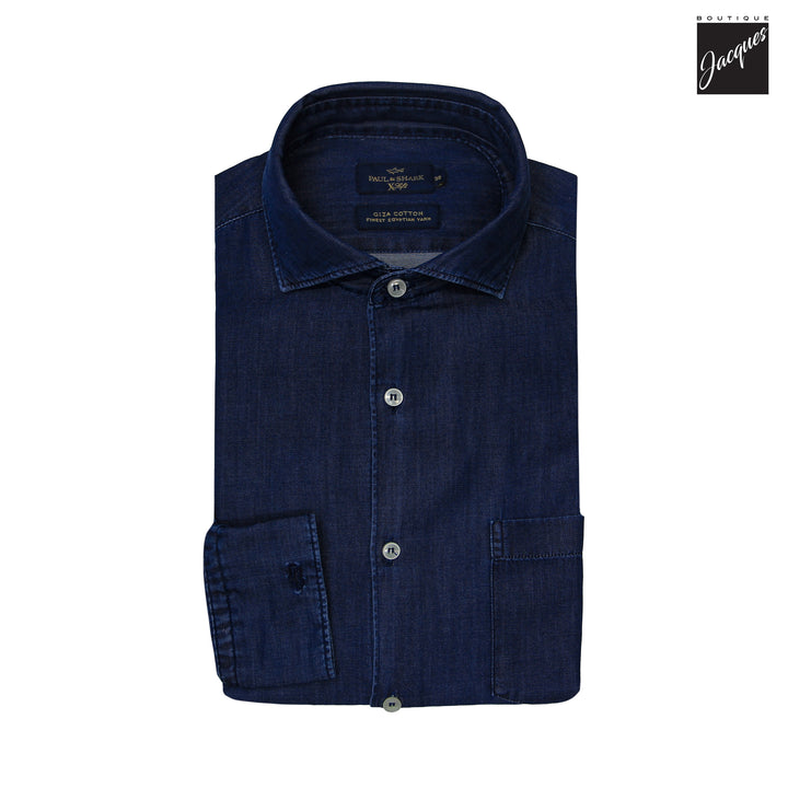Denim Blue Lightweight Giza Cotton Chambray Casual Shirt - Paul & Shark