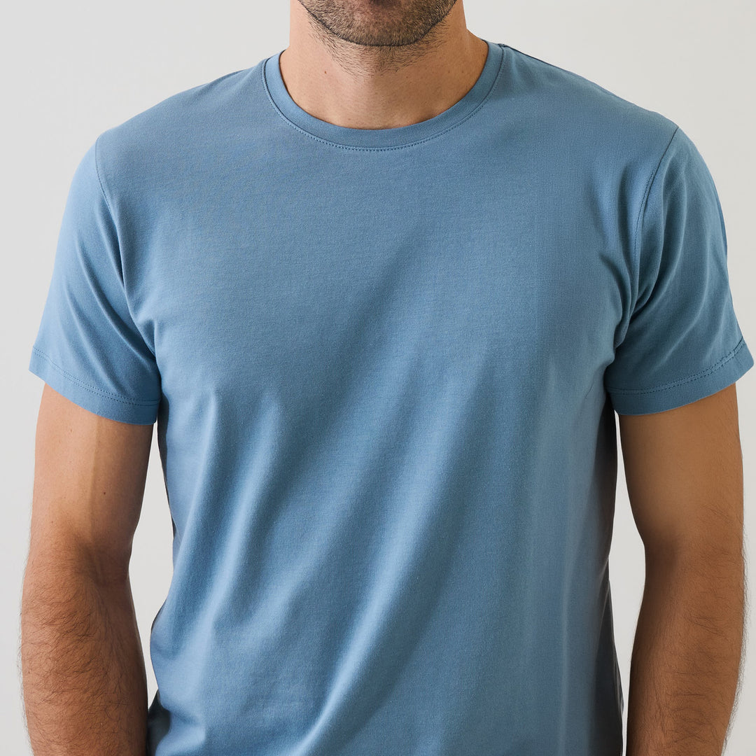 Haze Blue Pima Cotton Stretch Iconic T-Shirt - Patrick Assaraf - Boutique Jacques International