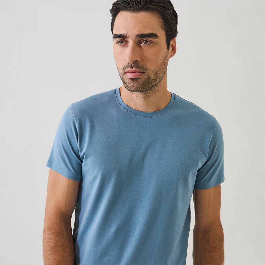 Haze Blue Pima Cotton Stretch Iconic T-Shirt - Patrick Assaraf - Boutique Jacques International