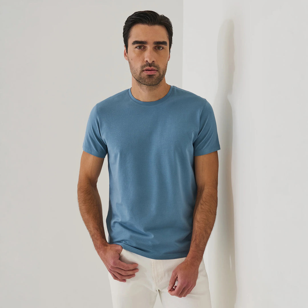 Haze Blue Pima Cotton Stretch Iconic T-Shirt - Patrick Assaraf - Boutique Jacques International