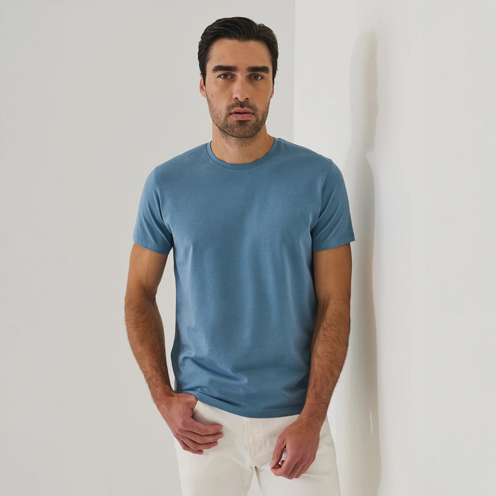 Haze Blue Pima Cotton Stretch Iconic T-Shirt - Patrick Assaraf - Boutique Jacques International