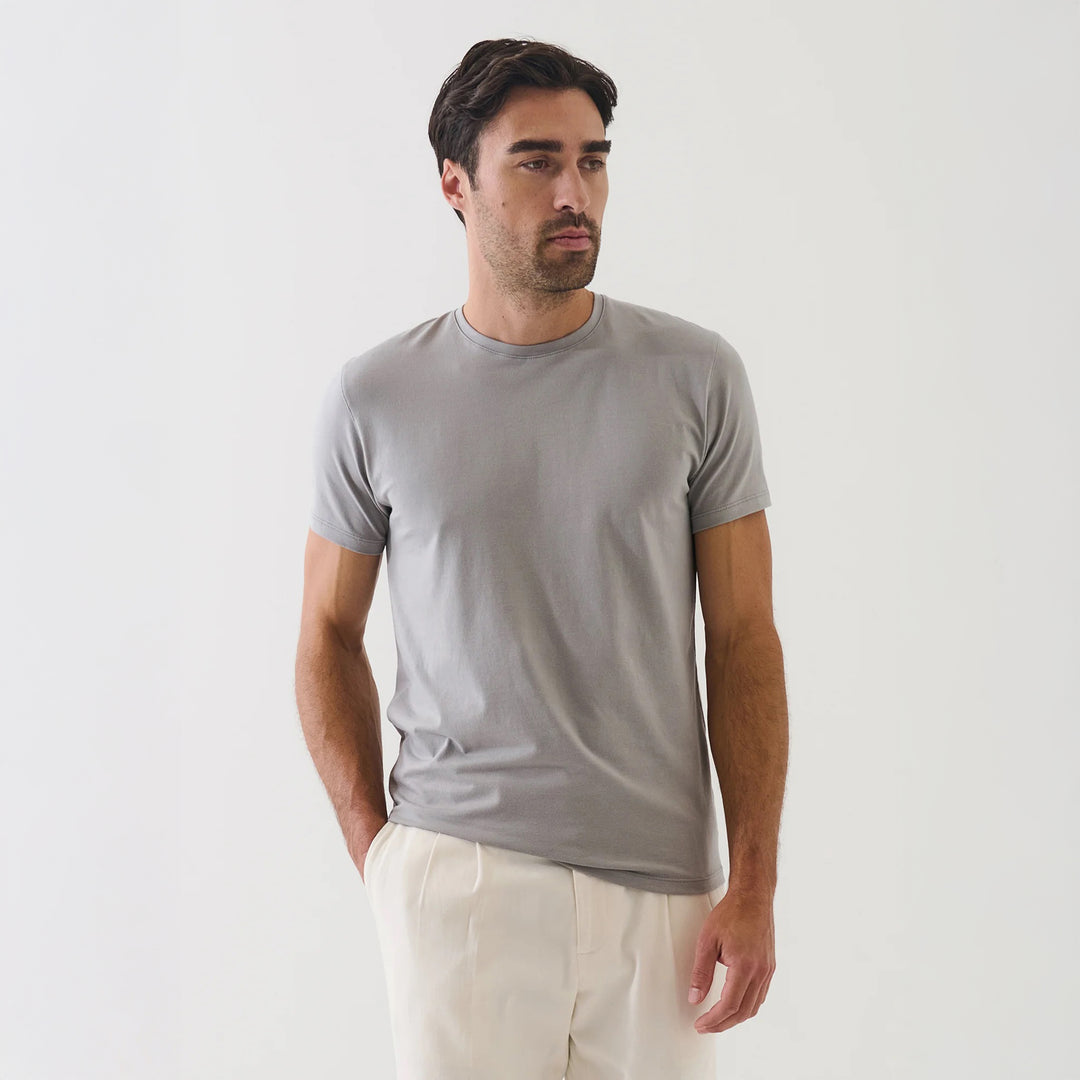 Smog Gray Pima Cotton Stretch Iconic T-Shirt - Patrick Assaraf