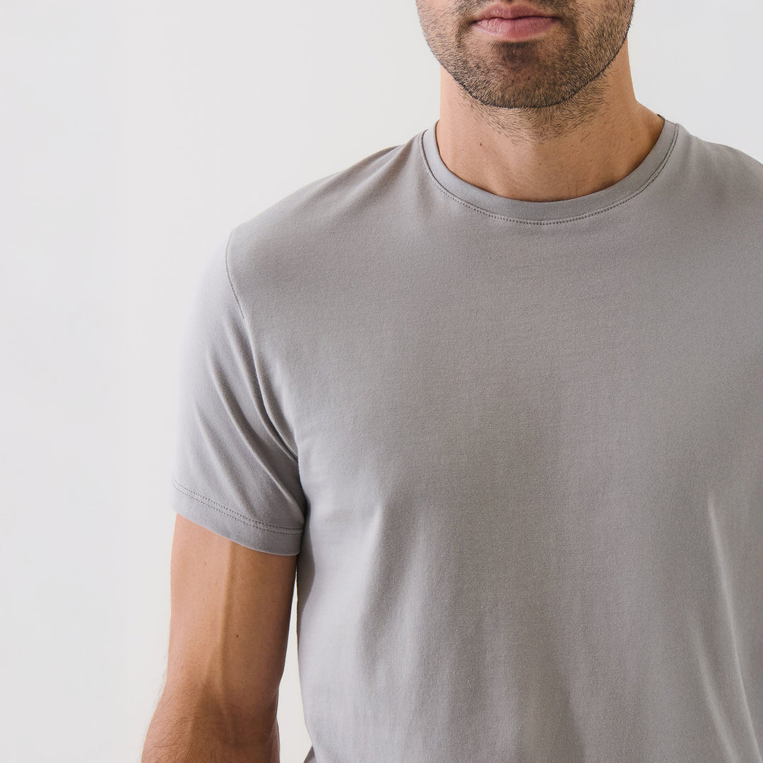 Smog Gray Pima Cotton Stretch Iconic T-Shirt - Patrick Assaraf
