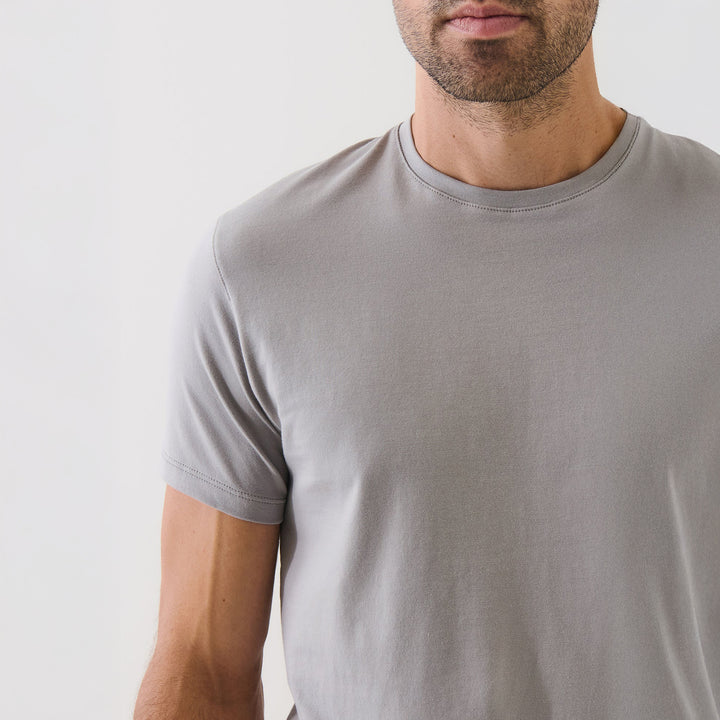 Smog Gray Pima Cotton Stretch Iconic T-Shirt - Patrick Assaraf