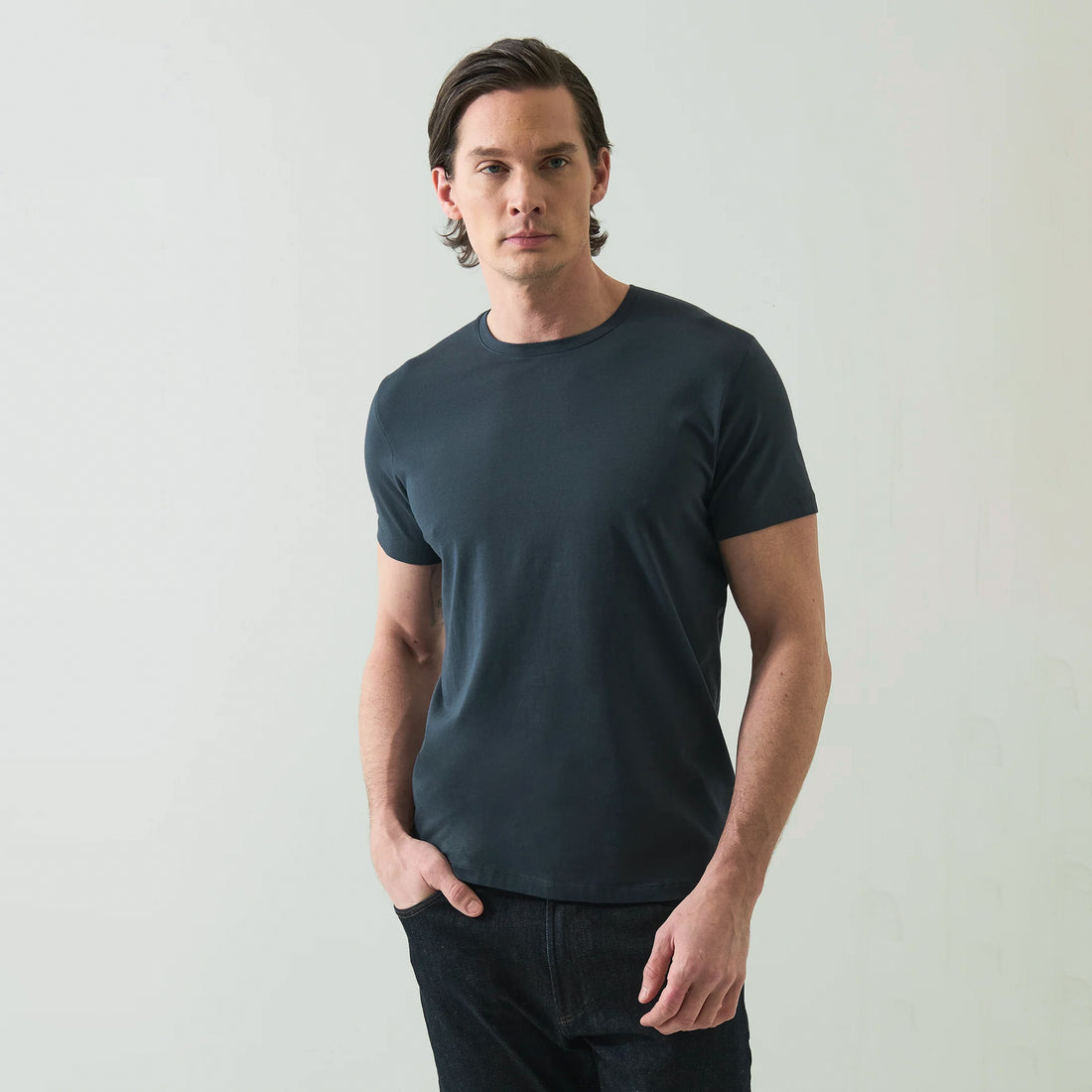 Eventide Blue Pima Cotton Stretch Iconic T-Shirt - Patrick Assaraf