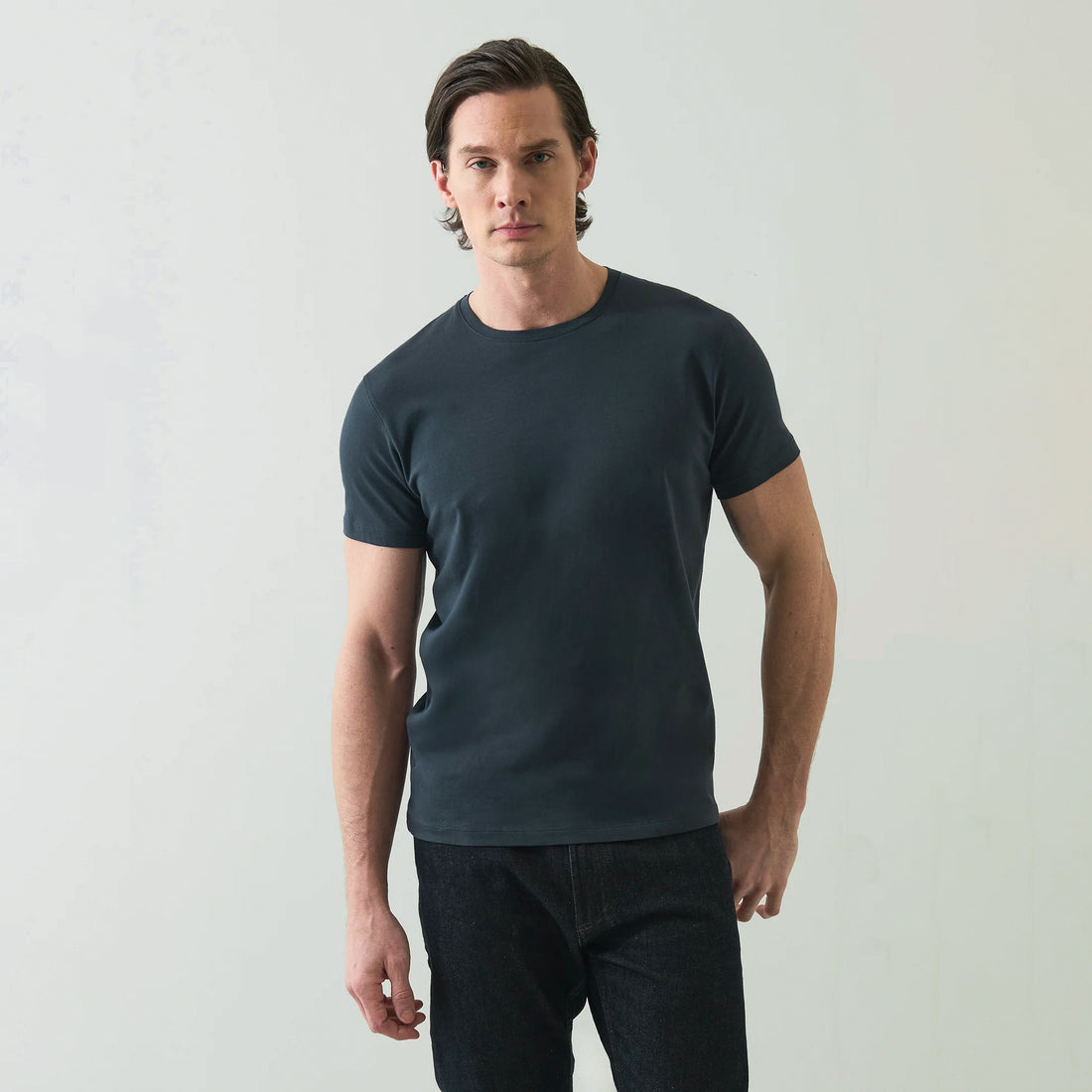 Eventide Blue Pima Cotton Stretch Iconic T-Shirt - Patrick Assaraf