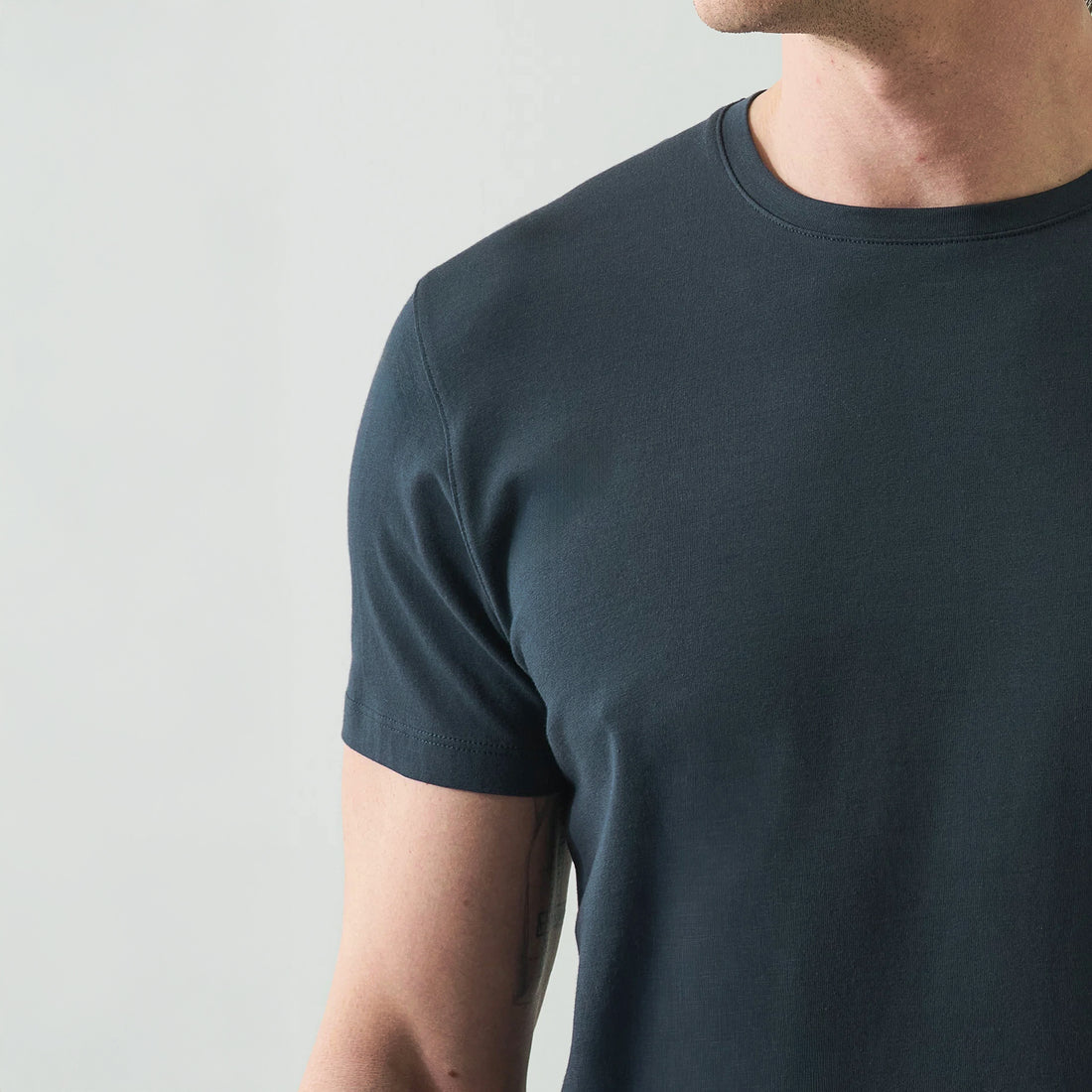 Eventide Blue Pima Cotton Stretch Iconic T-Shirt - Patrick Assaraf