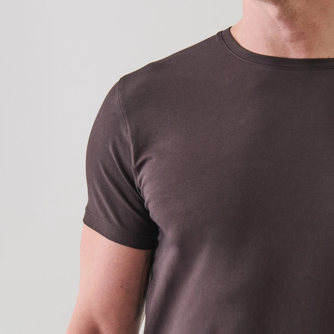 Ganache Brown Pima Cotton Stretch Iconic T-Shirt - Patrick Assaraf