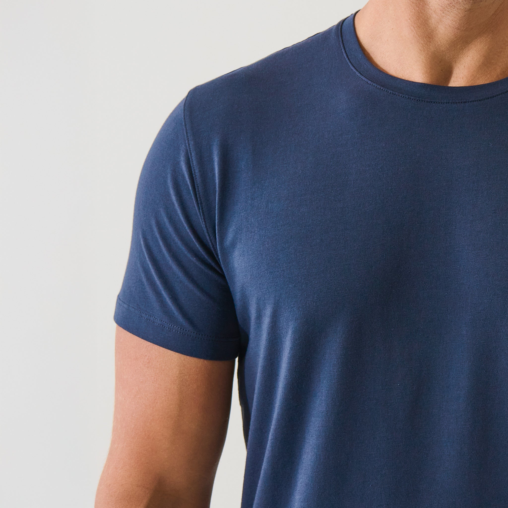 Marine Blue Pima Cotton Stretch Iconic T-Shirt - Patrick Assaraf