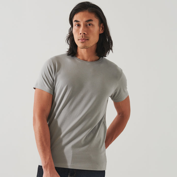 Smog Gray Pima Cotton Stretch Iconic T-Shirt - Patrick Assaraf
