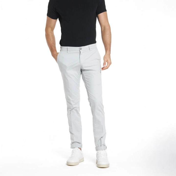 Light Gray Chino Gaberdine Stretch Slim Fit Pants - Mason's