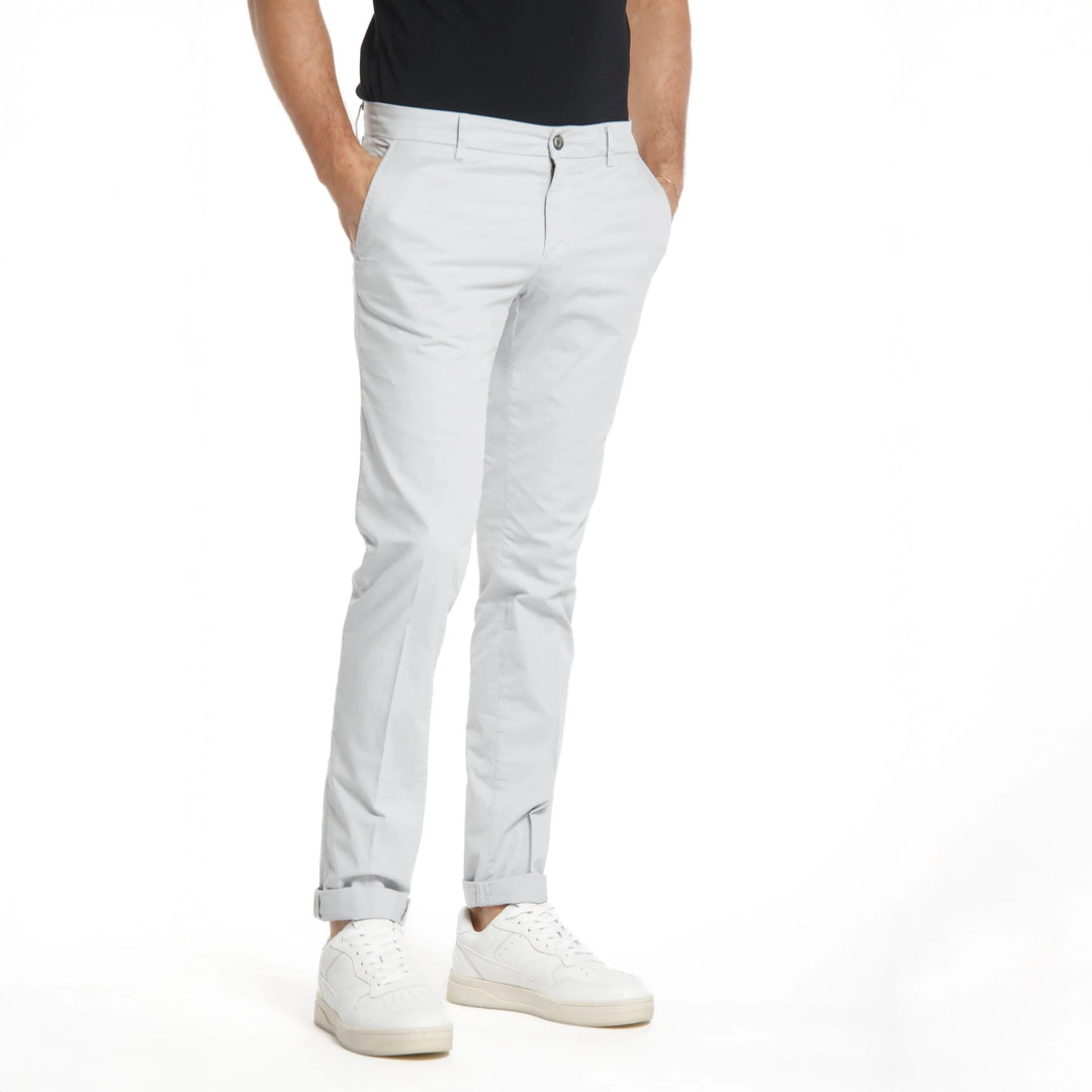 Light Gray Chino Gaberdine Stretch Slim Fit Pants - Mason's