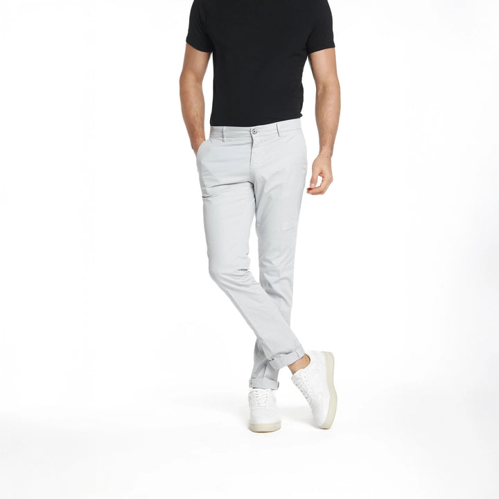Light Gray Chino Gaberdine Stretch Slim Fit Pants - Mason's