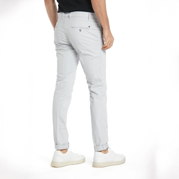 Light Gray Chino Gaberdine Stretch Slim Fit Pants - Mason's