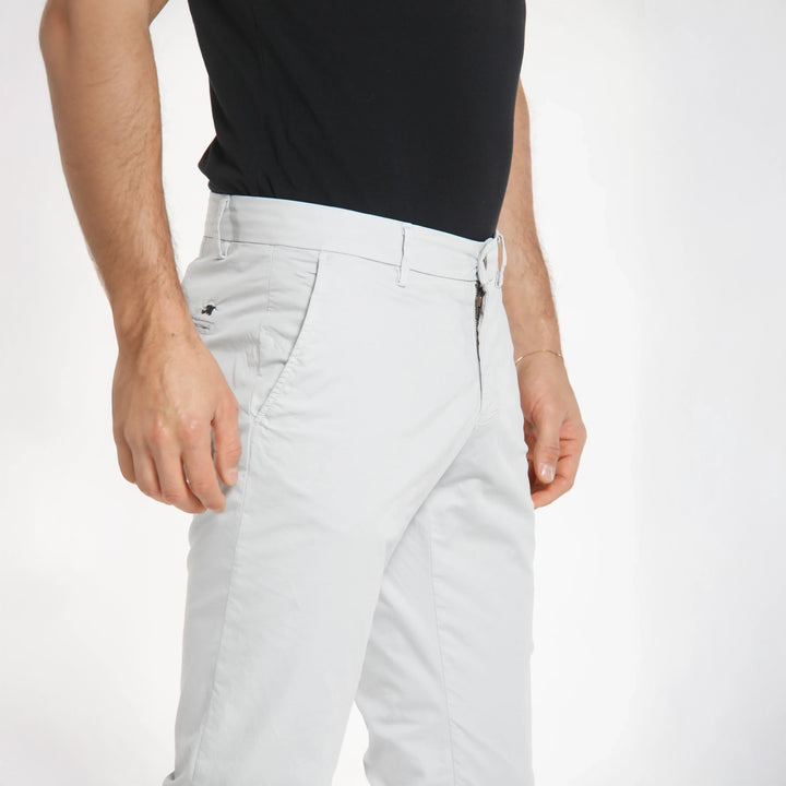 Light Gray Chino Gaberdine Stretch Slim Fit Pants - Mason's