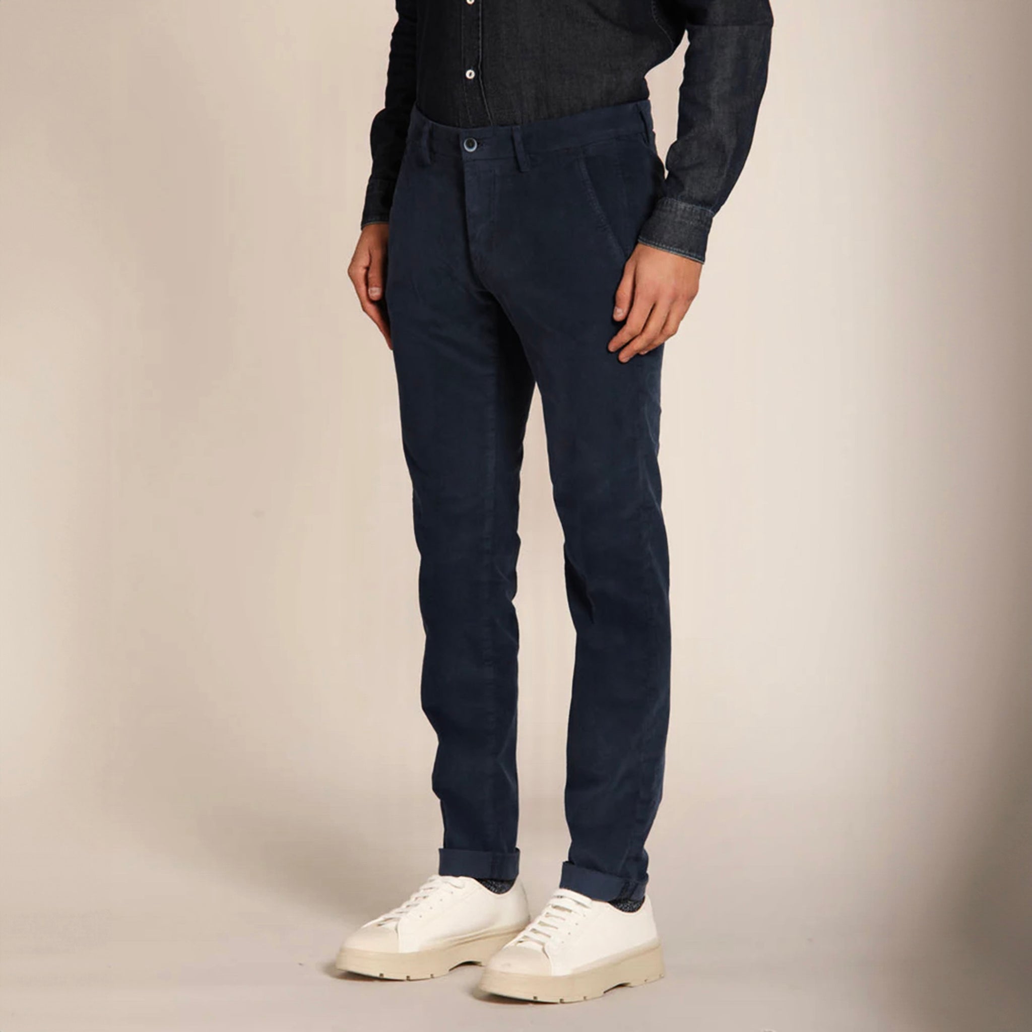 Blue Baby Corduroy Slim Fit Stretch Chino - Mason's