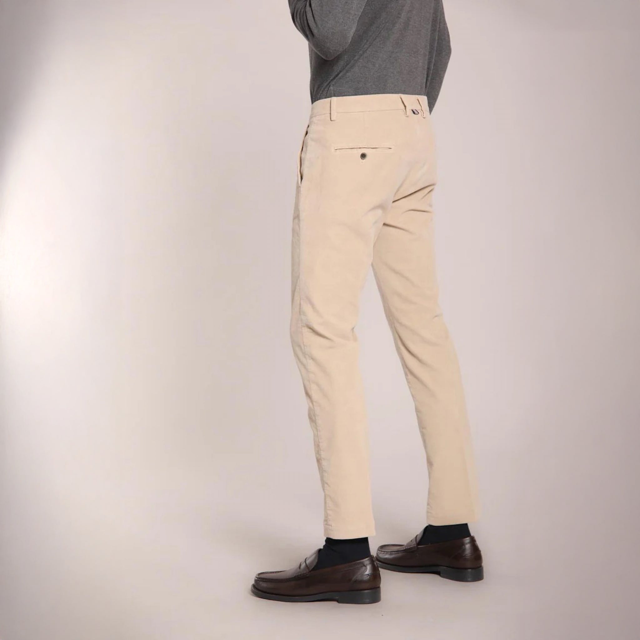 Beige Baby Cord Slim Fit Stretch Chino - Mason's