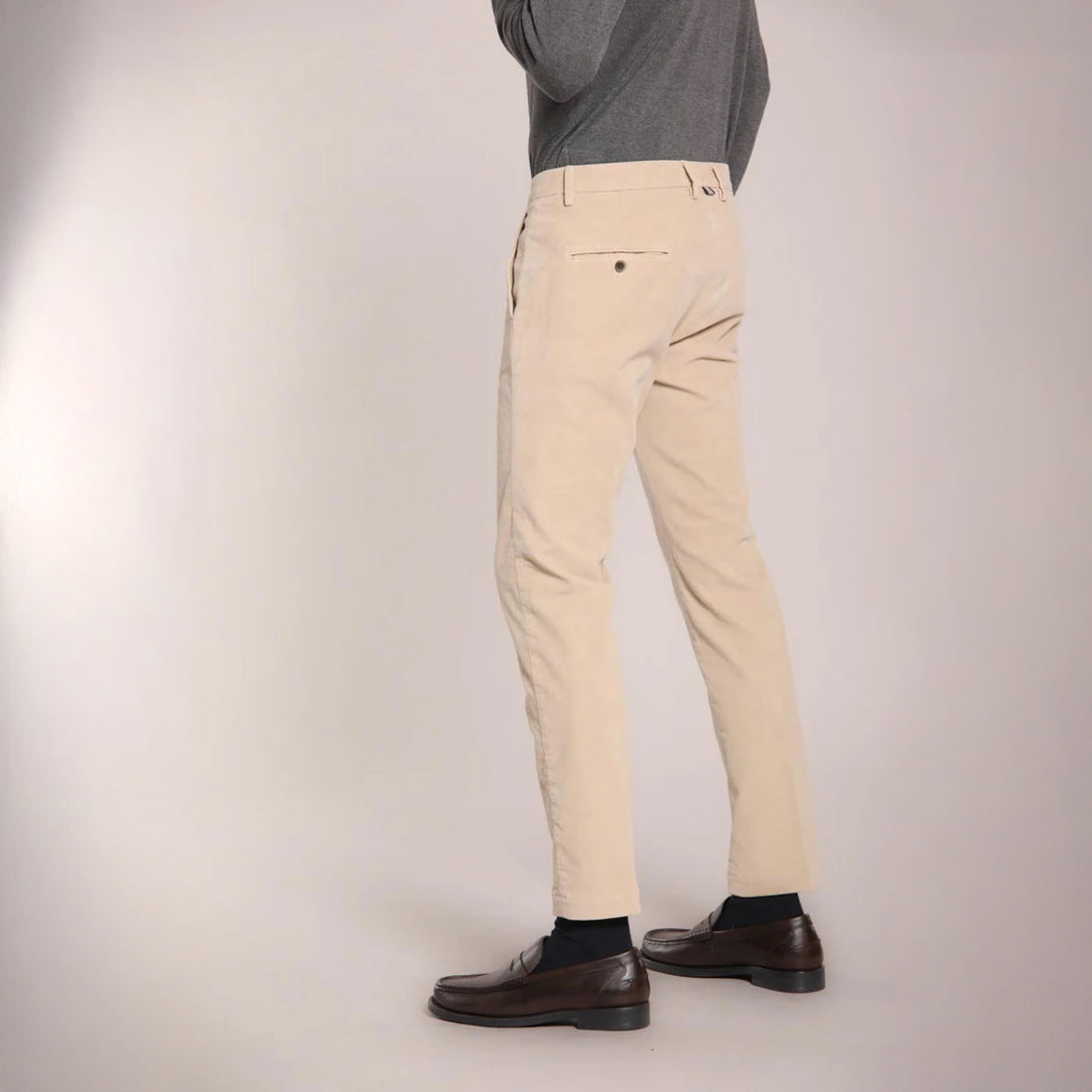 Beige Baby Cord Slim Fit Stretch Chino - Mason's
