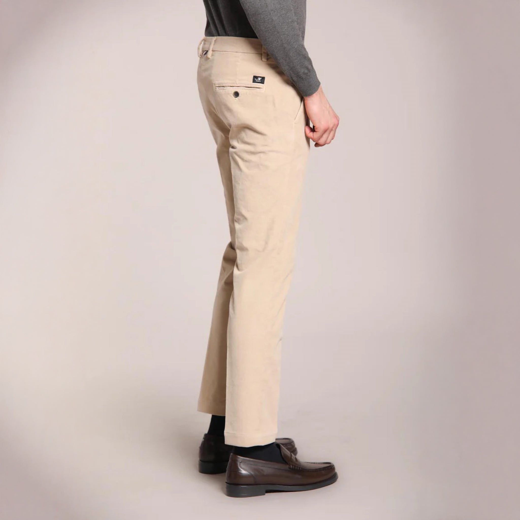 Beige Baby Cord Slim Fit Stretch Chino - Mason's