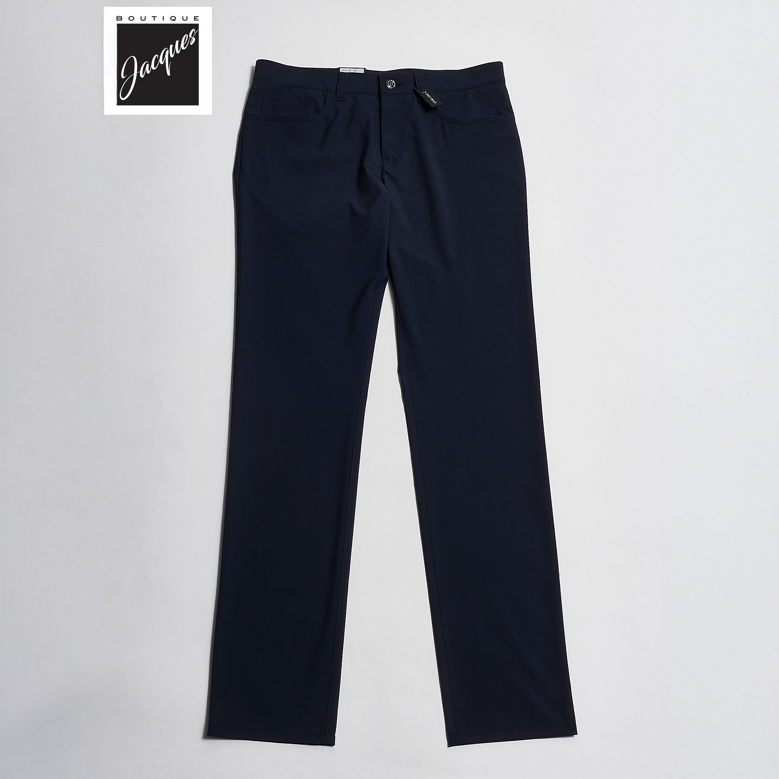 Blue Mini Pepita Pattern Ceramica Pipe Five Pocket Pants - ALBERTO - Boutique Jacques International