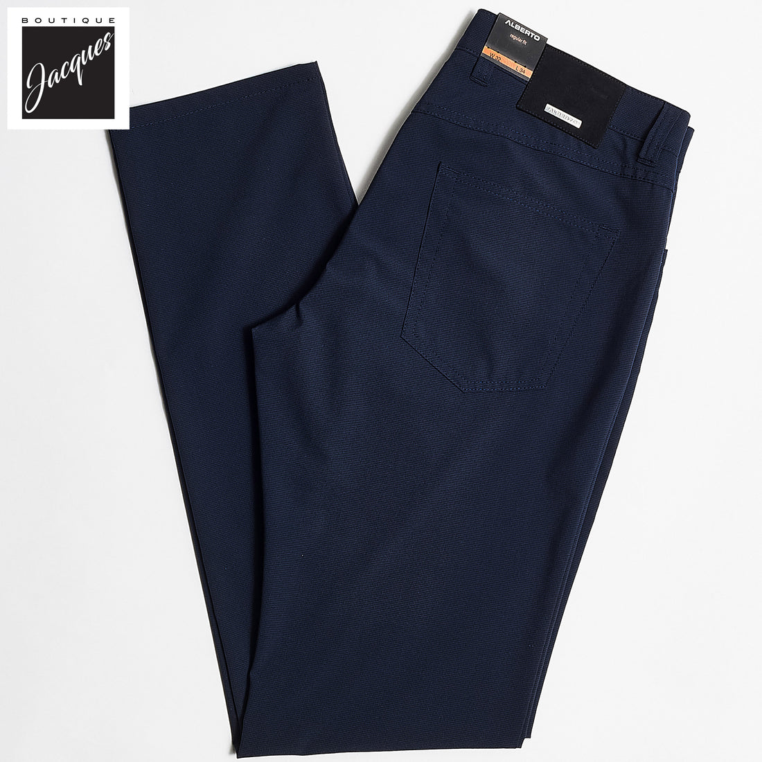 Blue Mini Pepita Pattern Ceramica Pipe Five Pocket Pants - ALBERTO - Boutique Jacques International