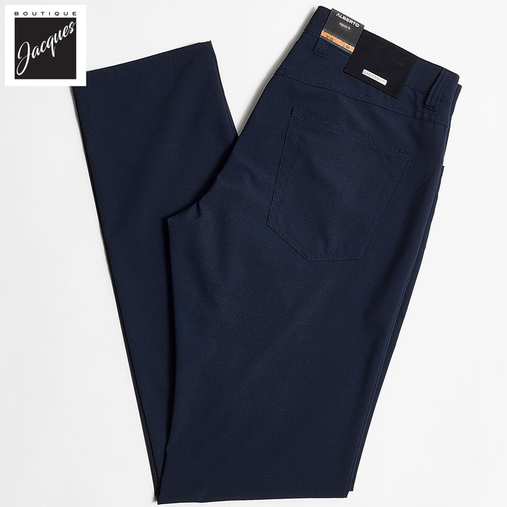 Blue Mini Pepita Pattern Ceramica Pipe Five Pocket Pants - ALBERTO