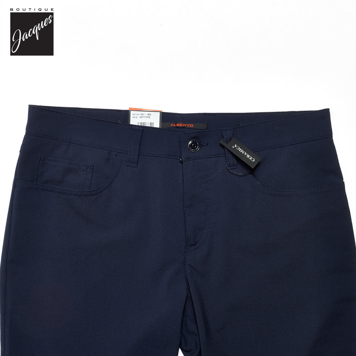 Blue Mini Pepita Pattern Ceramica Pipe Five Pocket Pants - ALBERTO