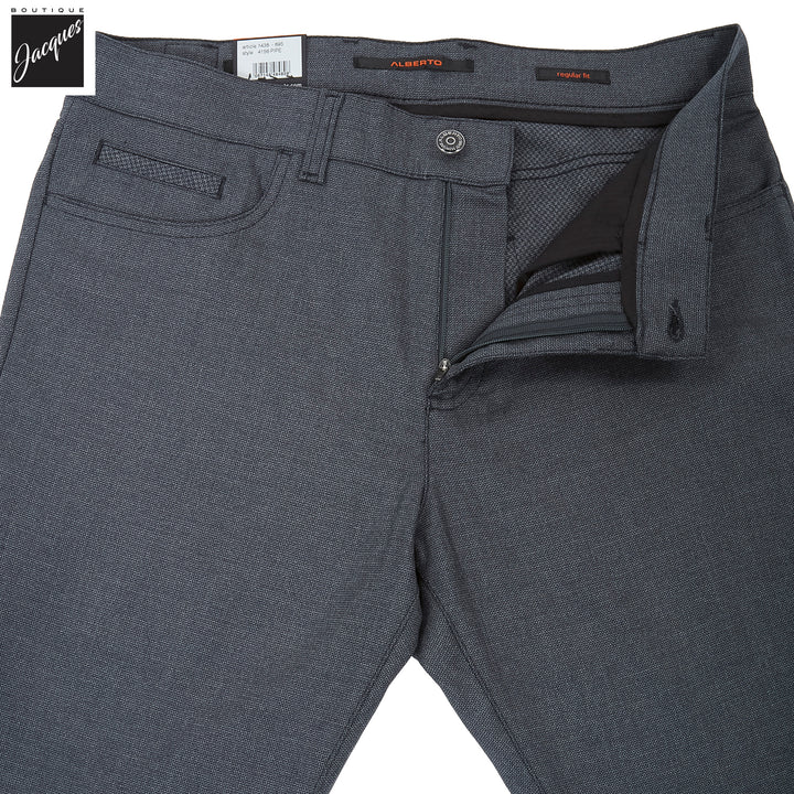 Blue Bi-Colour Double Face Ceramica Pipe Five Pocket Pants - ALBERTO - Boutique Jacques International