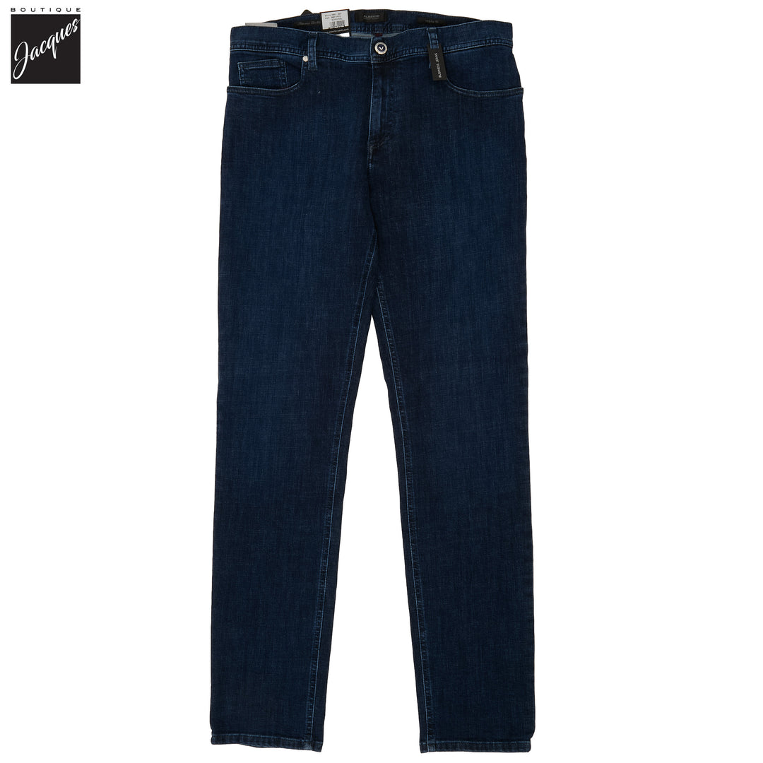 Dark Blue Pipe Premium Business Cotton-Stretch Jeans - ALBERTO - Boutique Jacques International
