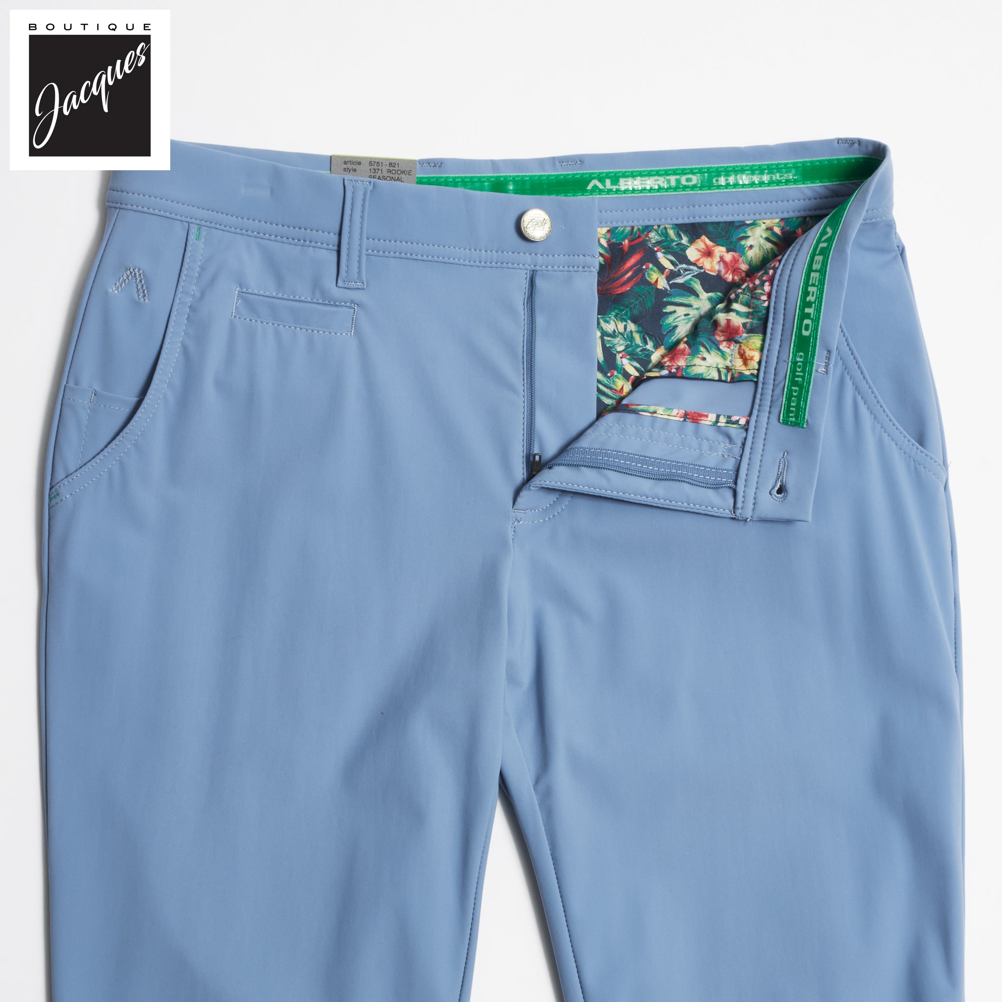 Blue Technical Stretch Fabric Chino-Style Golf Pants - ALBERTO