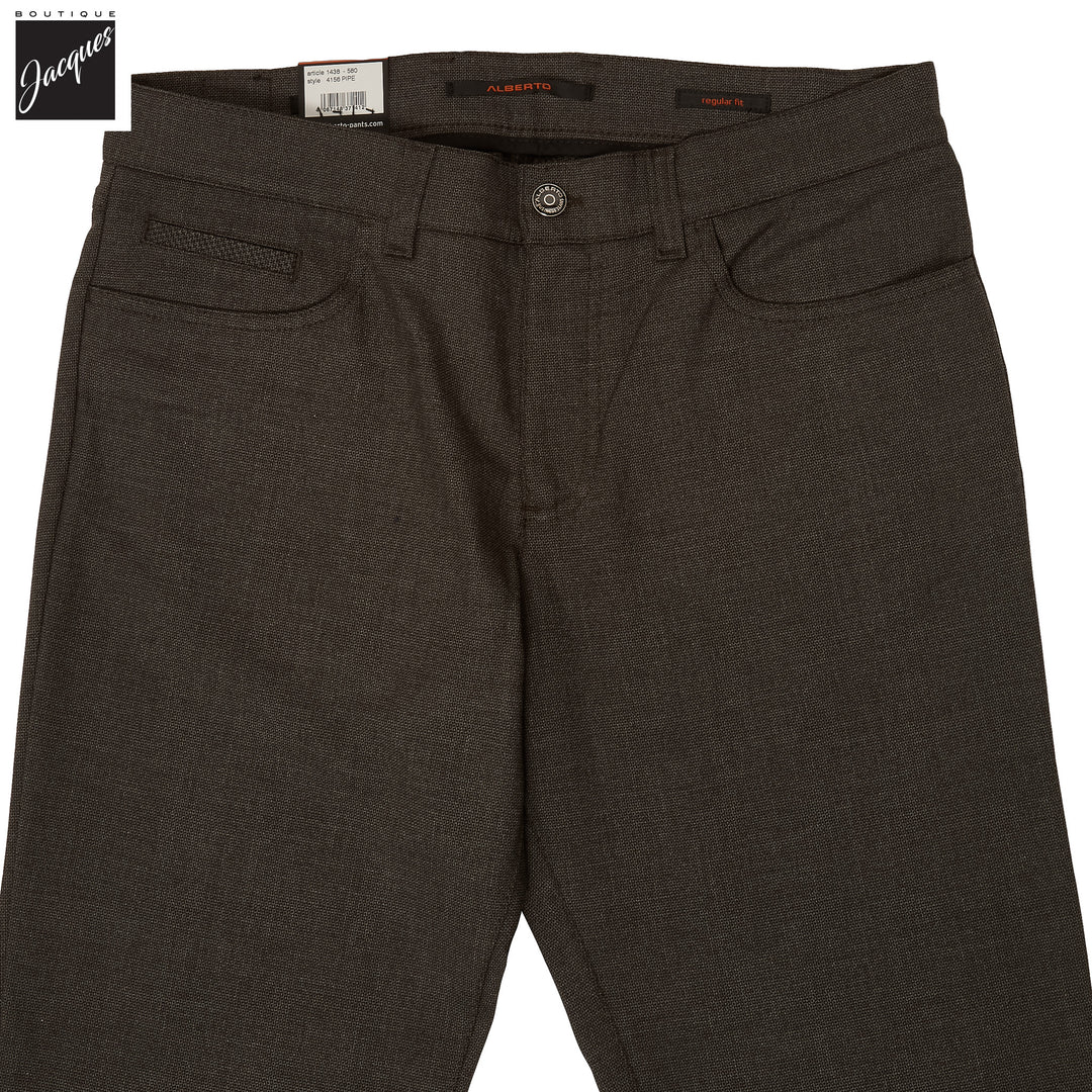 Brown Bi-Colour Double Face Ceramica Pipe Five Pocket Pants - ALBERTO