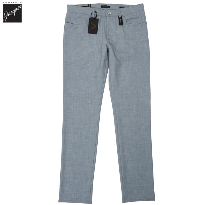 Light Blue Performance Wool-Mix Pipe Regular Fit Five Pocket Pants - ALBERTO - Boutique Jacques International