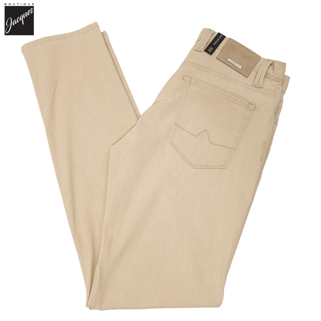 Beige Premium Regular Fit Soft Ultralight Five Pocket Pants - ALBERTO - Boutique Jacques International