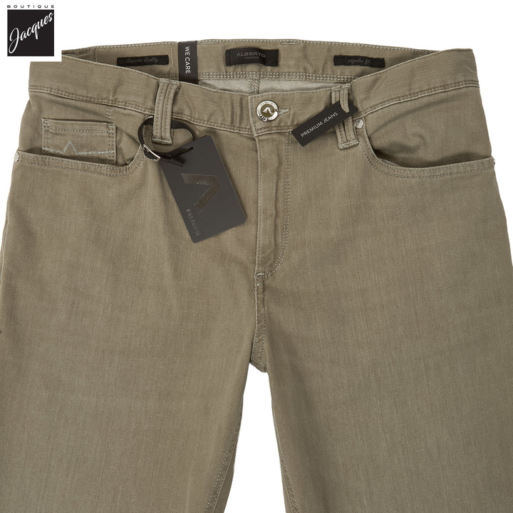 Sage Green Premium Regular Fit Soft Ultralight Five Pocket Pants - ALBERTO - Boutique Jacques International