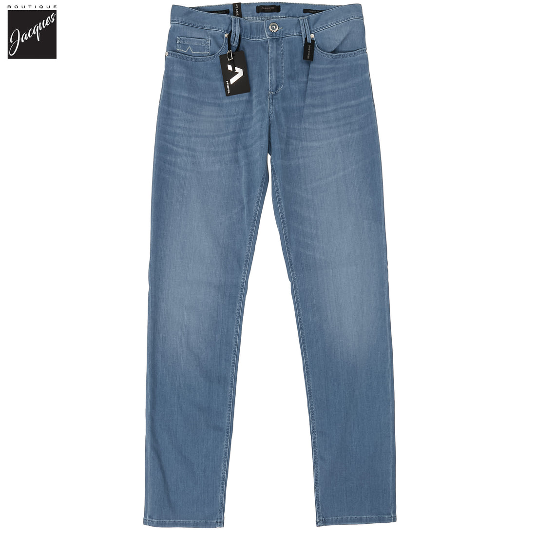 Light Blue Premium Pipe Regular Fit Soft Ultralight Denim - ALBERTO - Boutique Jacques International