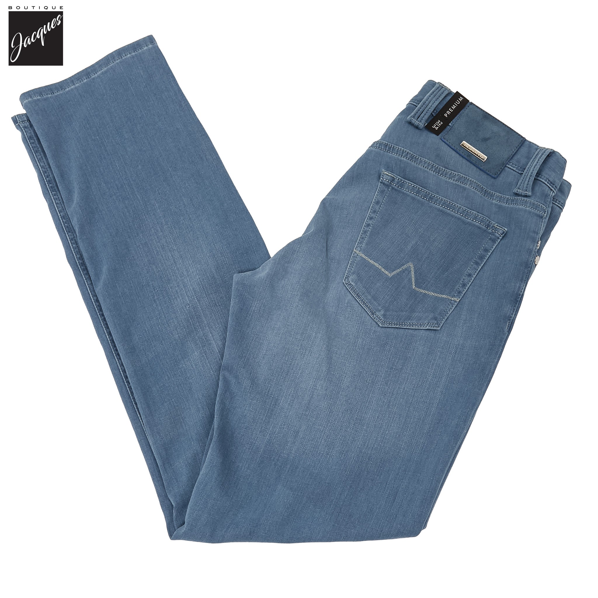 Light Blue Premium Pipe Regular Fit Soft Ultralight Denim - ALBERTO - Boutique Jacques International
