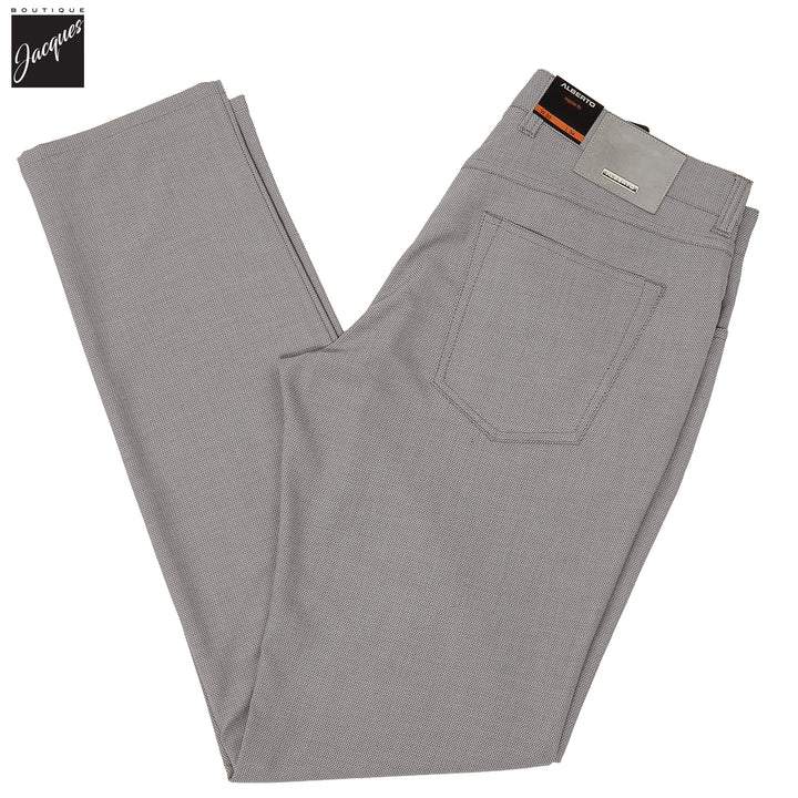 Light Gray Two-Tone Ceramica Pipe Regular Fit Five Pocket Pants - ALBERTO - Boutique Jacques International