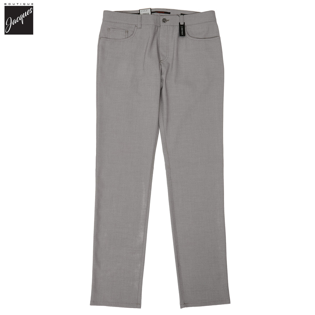 Light Gray Two-Tone Ceramica Pipe Regular Fit Five Pocket Pants - ALBERTO - Boutique Jacques International