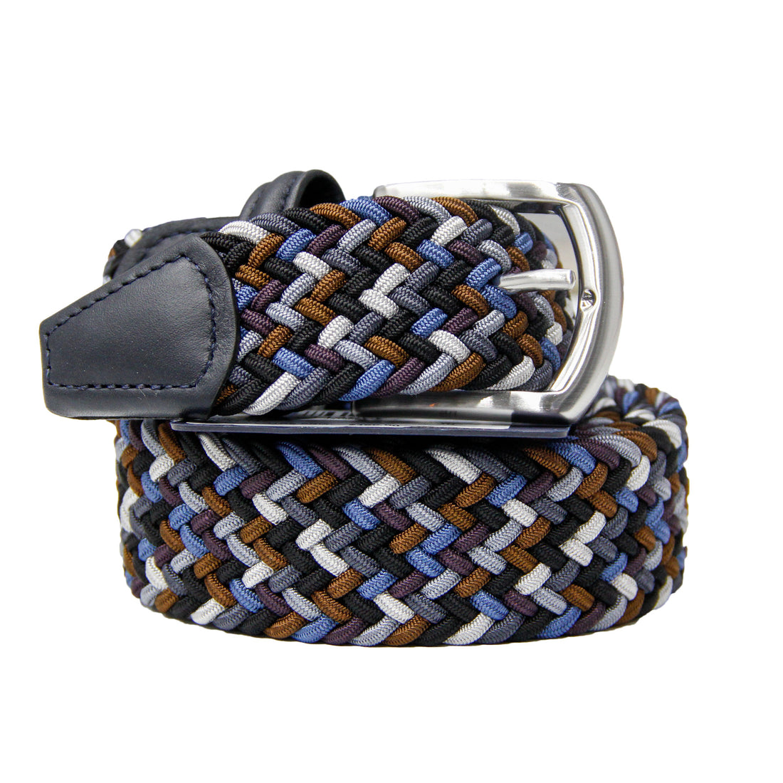 Brown & Blue Mélange Woven Belt - Anderson's