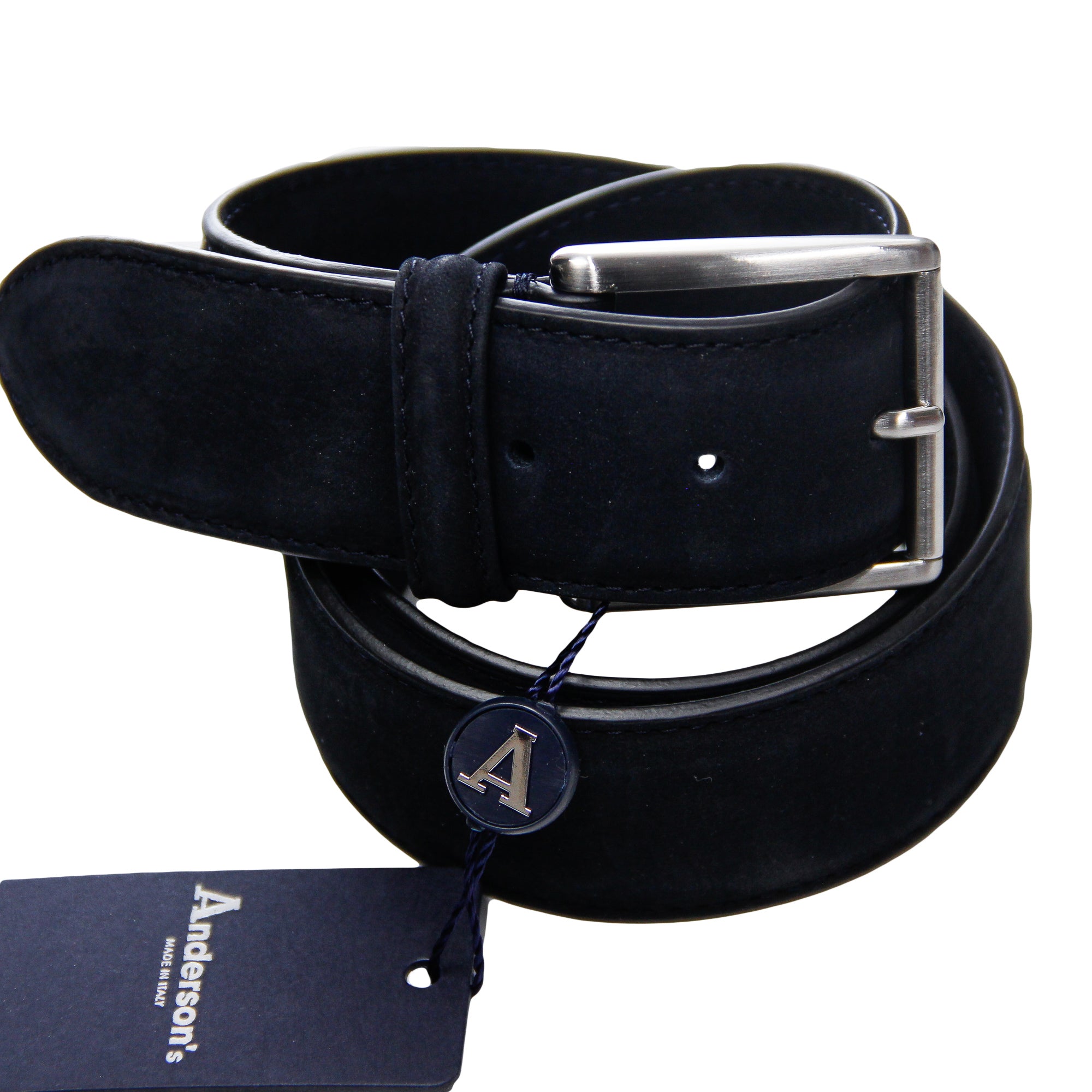 Midnight Blue Nubuck Soft Suede Leather Belt - Anderson's