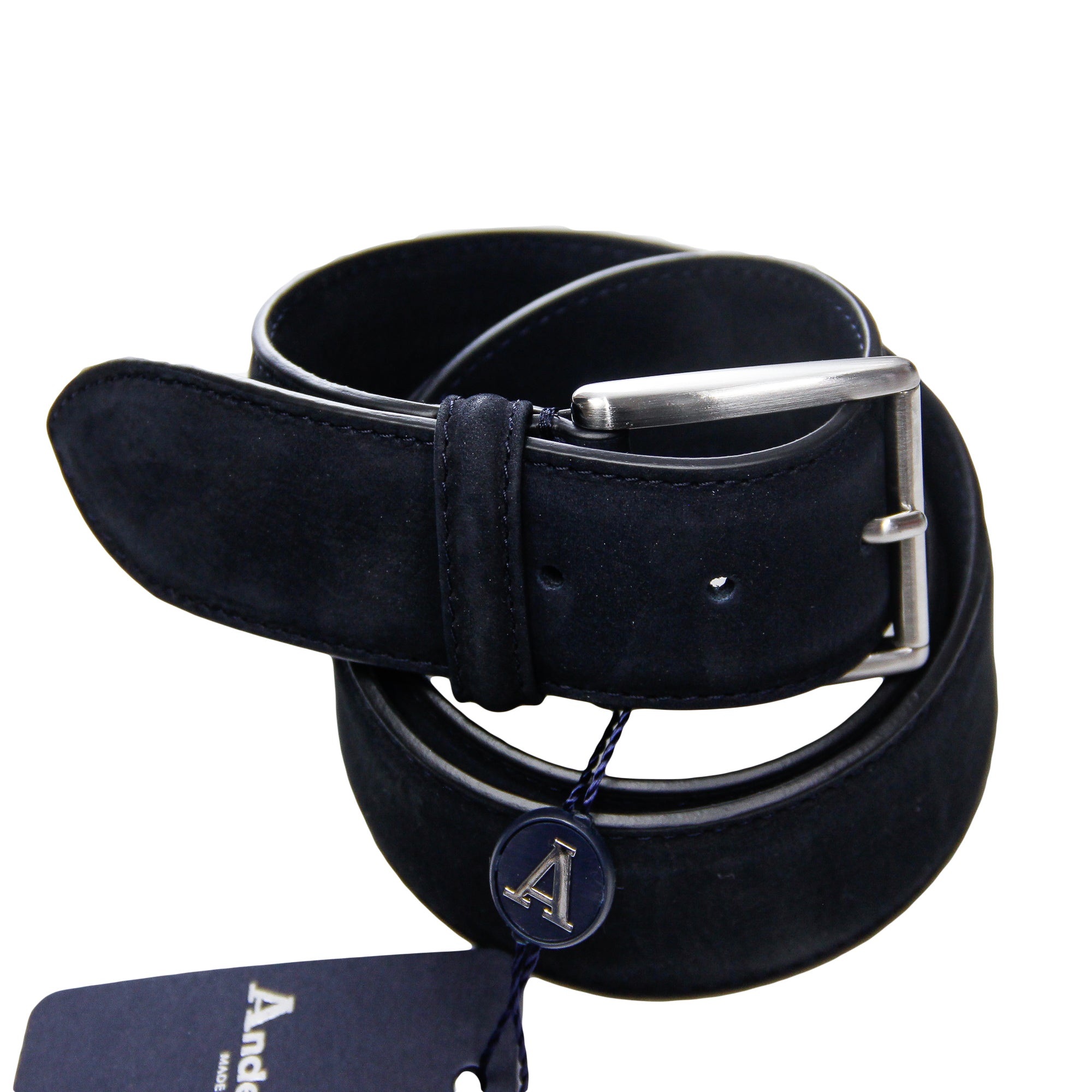 Midnight Blue Nubuck Soft Suede Leather Belt - Anderson's