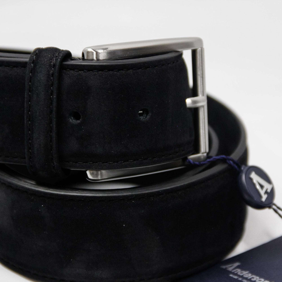 Black Nubuck Soft Suede Leather Belt - Anderson's