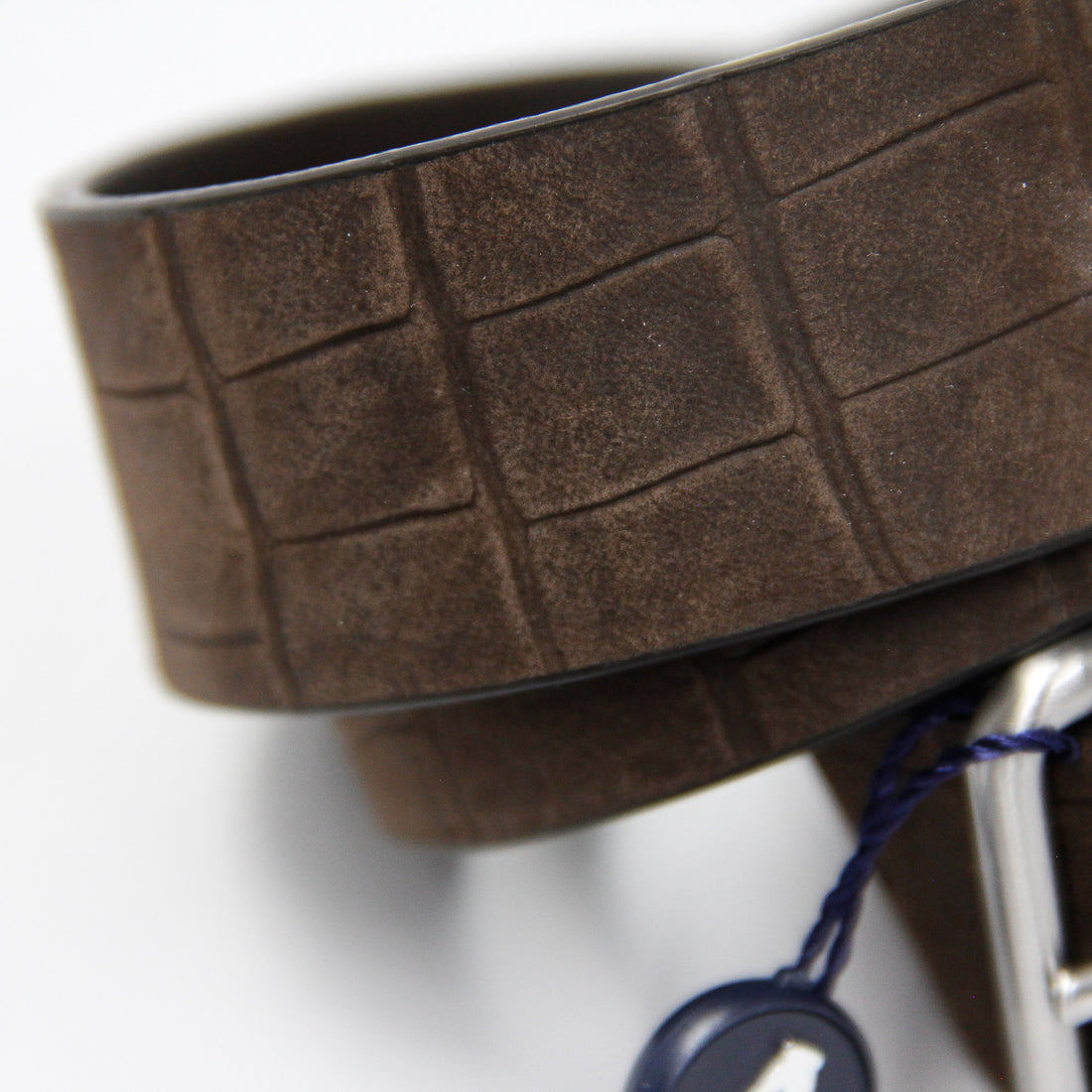 Brown Soft Nubuck Faux Croc Leather Belt - Anderson's - Boutique Jacques International