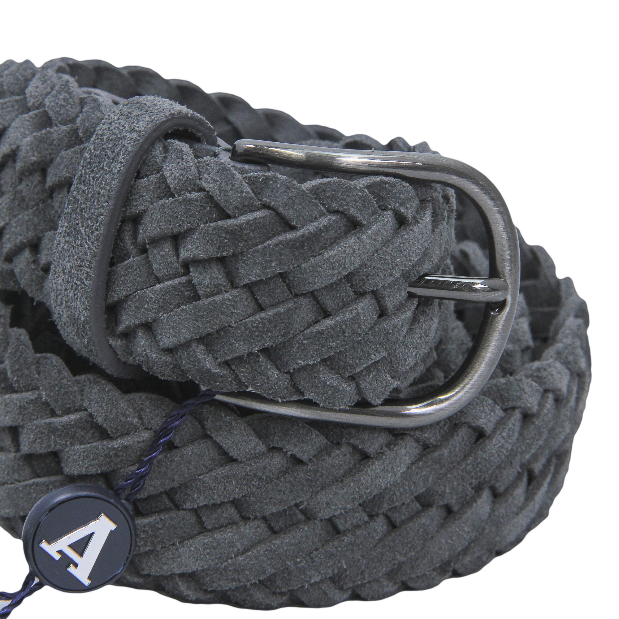 Gray Woven Suede Pin-Buckle Belt - Anderson's